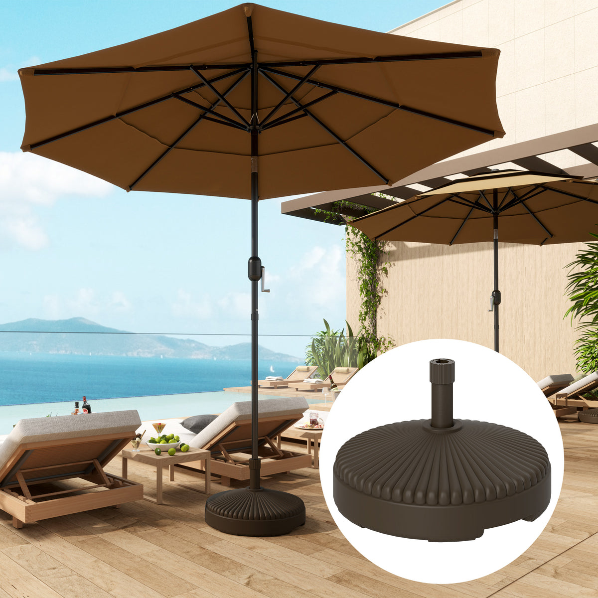 Base De Sombrilla Outsunny Hdpe Marrón 55x55x30 Cm_1