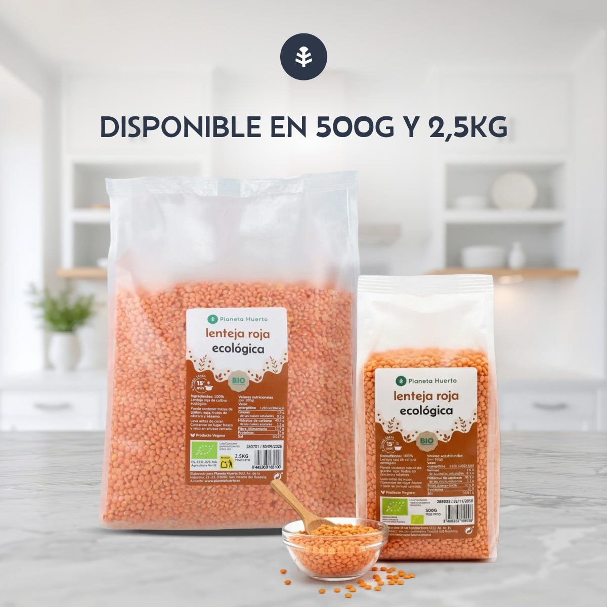 Pack 2x Lenteja Roja ECO Planeta Huerto 500 g