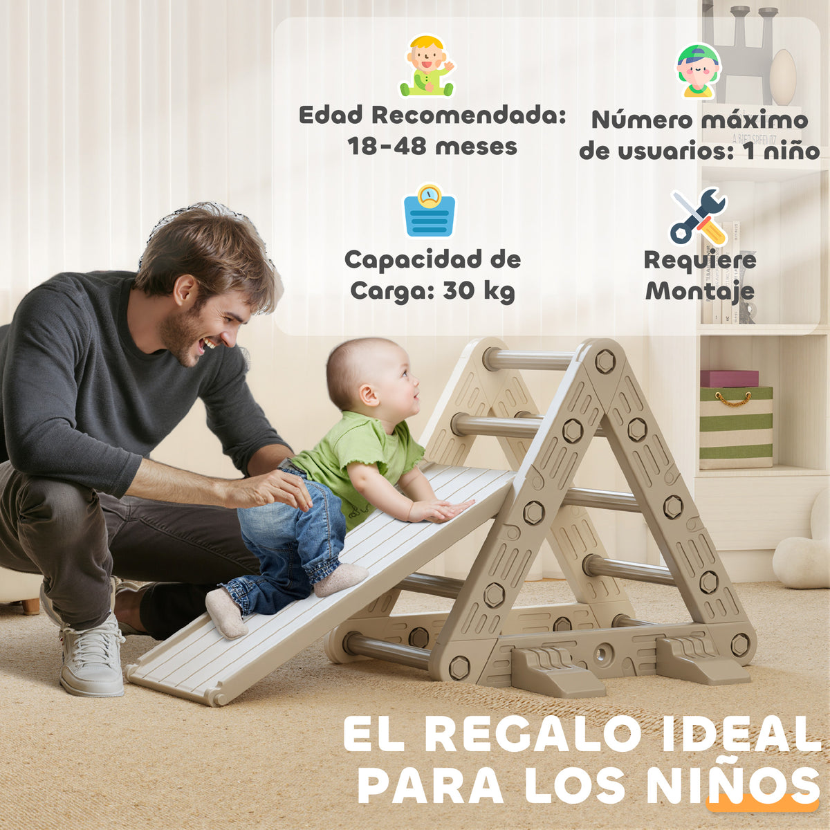 Escalada Para Niños Aiyaplay Hdpe, Pp Gris Y Blanco 130x80x69 Cm 331-095v00gy_5