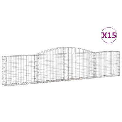 Cestas De Gaviones 15 Uds Forma De Arco Hierro 400x30x80/100 Cm_0