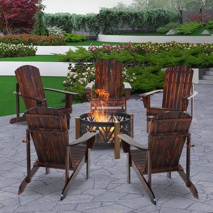 Silla Adirondack De Madera Para Jardín Outsunny 72,5x97x93 Cm Marrón_3