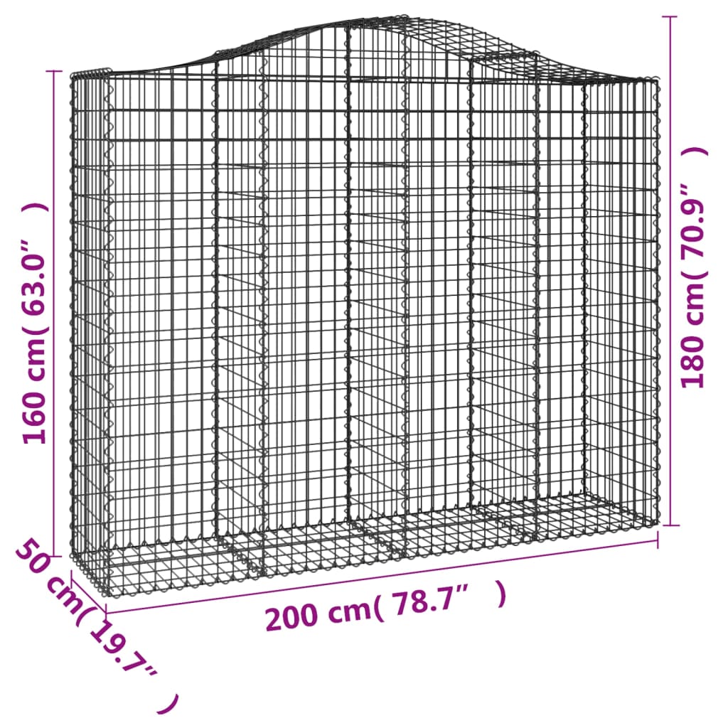 Cestas Gaviones 11 Uds Forma De Arco Hierro 200x50x160/180 Cm_5