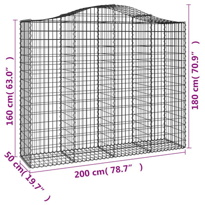 Cestas Gaviones 11 Uds Forma De Arco Hierro 200x50x160/180 Cm_5