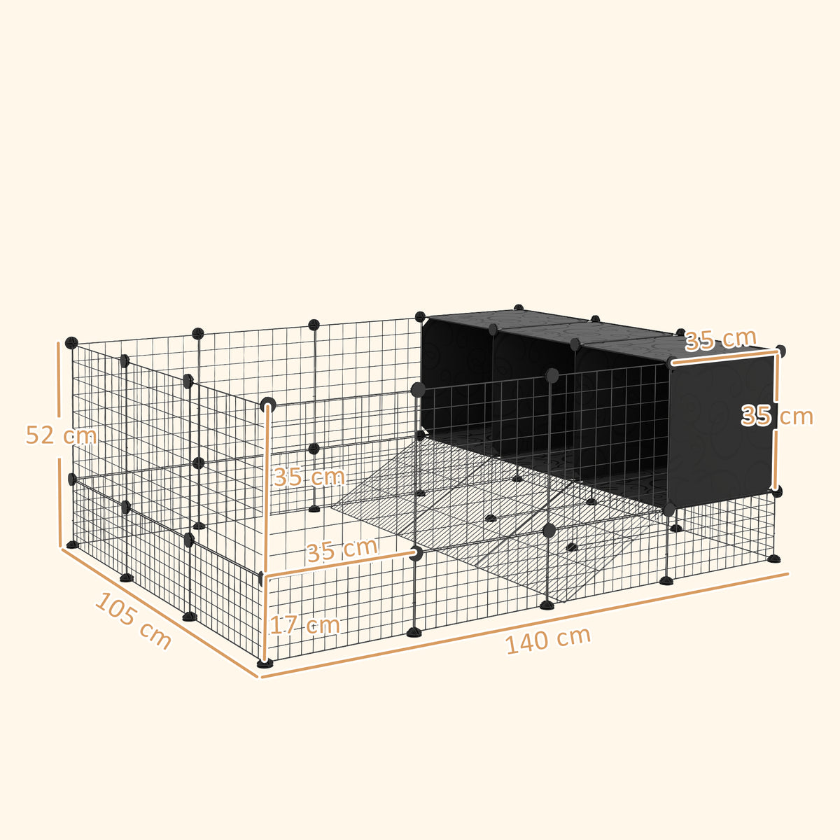 Valla Para Mascotas Pawhut Acero, Pp Negro 140x105x52 Cm_2