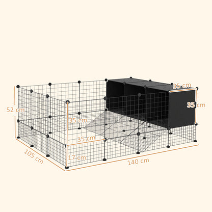 Valla Para Mascotas Pawhut Acero, Pp Negro 140x105x52 Cm_2