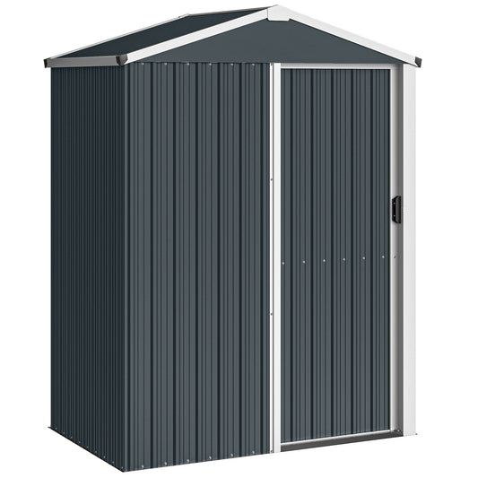 Caseta De Jardín Outsunny Acero Galvanizado Gris Oscuro 136x87x179 Cm_0