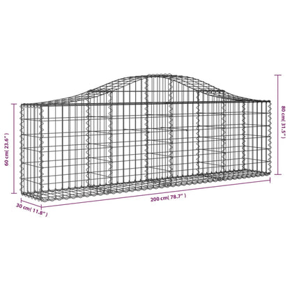 Cestas De Gaviones 12 Uds Forma De Arco Hierro 200x30x60/80 Cm_5