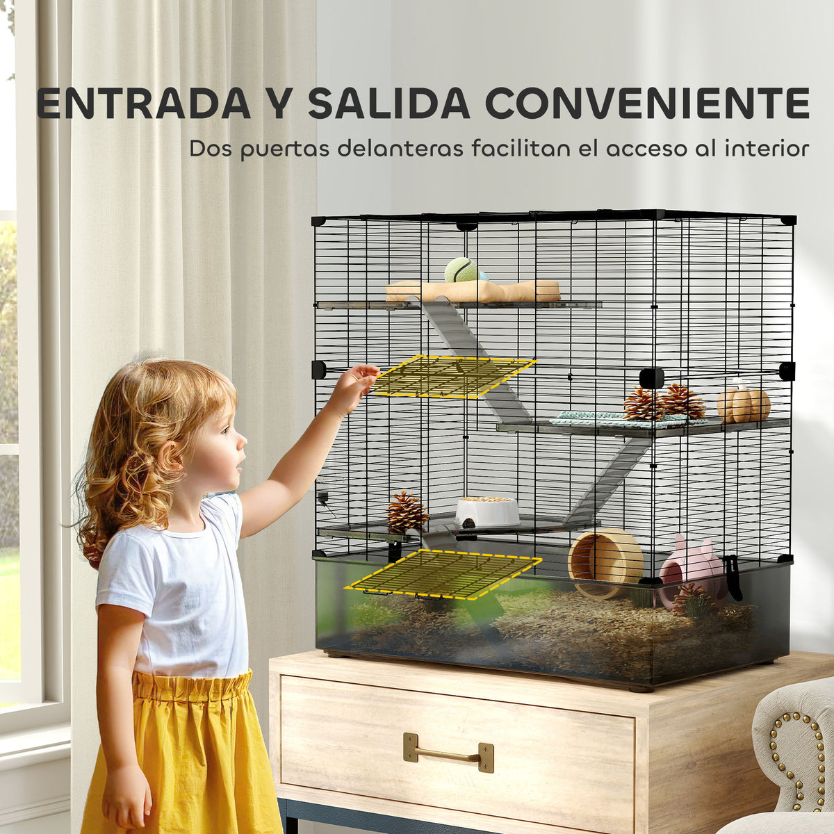 Jaula Para Animales Pawhut Acero, Pet Negro 73x47x80 Cm D51-490v00bk_5