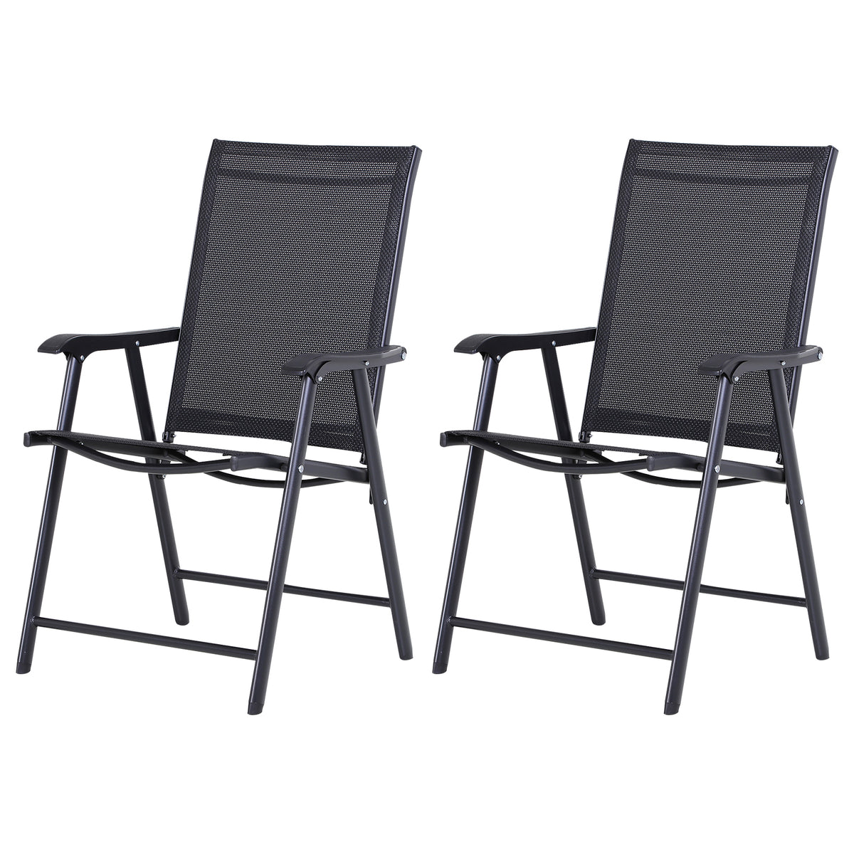 Conjunto De 2 Sillas Plegables Outsunny Negro 58x64x94 Cm_0