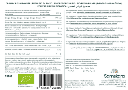 Reishi En Polvo Bio - 500g (5 X 100g Envases Retail) | Complejo De Hongos Ecológico Vegano Para Café Y Smoothies_1