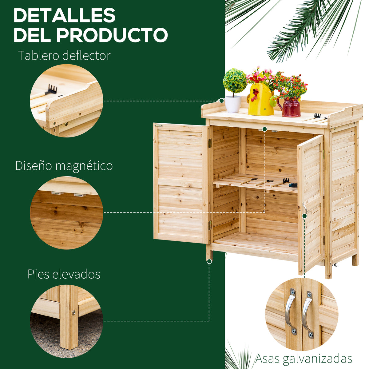 Armario De Almacenaje Outsunny Madera De Abeto Madera Natural 83x40x92 Cm_5