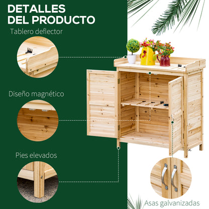 Armario De Almacenaje Outsunny Madera De Abeto Madera Natural 83x40x92 Cm_5