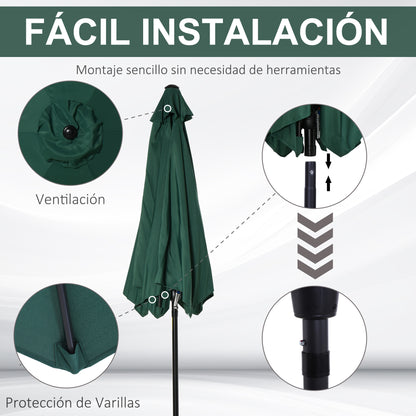 Sombrilla De Jardín Reclinable Con Manivela Outsunny Ø270x235cm Verde_5