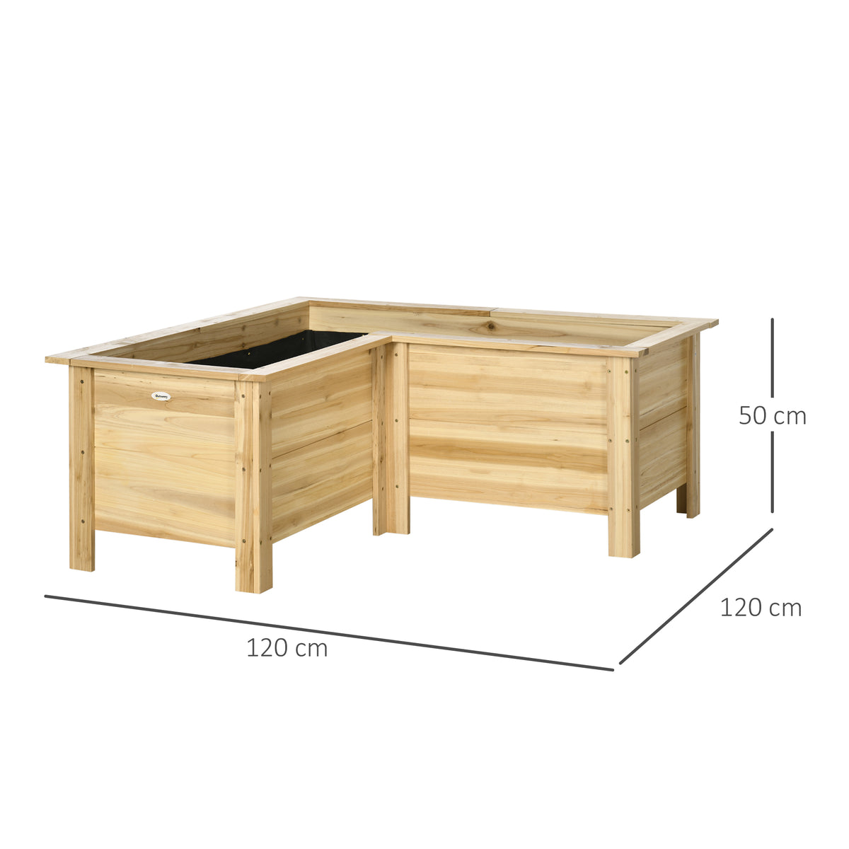 Jardinera Outsunny Madera De Abeto Madera Natural 120x120x50 Cm_2