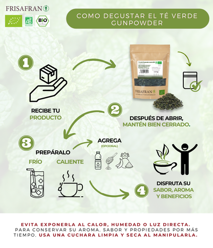 Té Verde Gunpowder Menta Ecológico Granel - Calidad Y Sabor | Frisafran 100 G_2