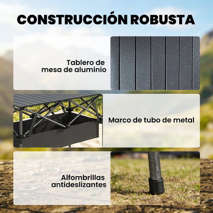 Mesa De Camping Outsunny Aluminio, Metal Negro 93x55x68 Cm_5