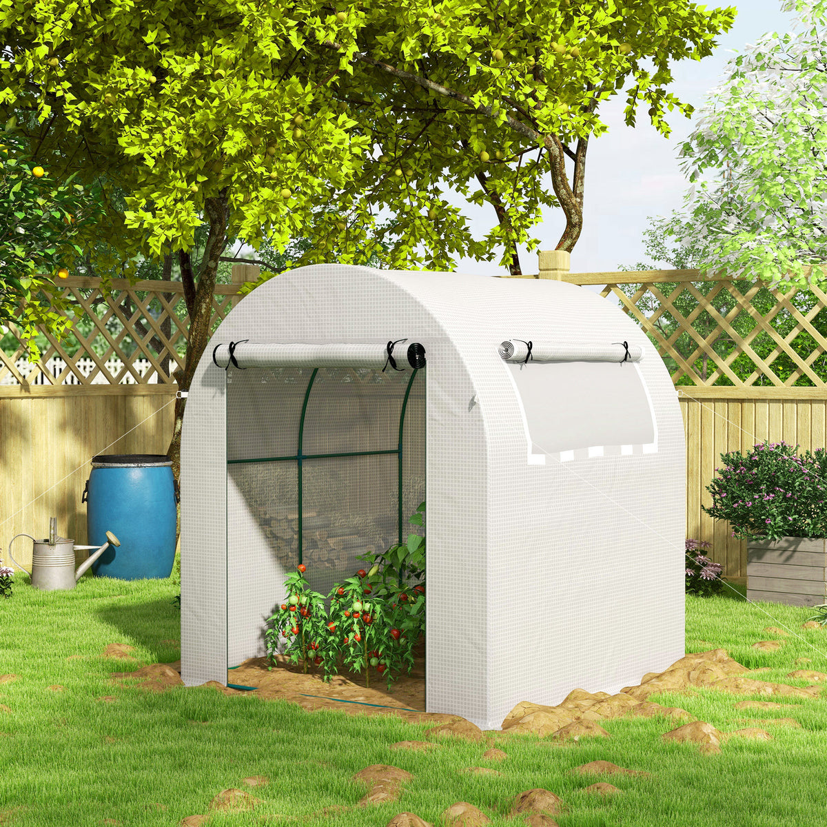 Invernadero De Jardín Outsunny Pe, Acero Blanco 180x180x200 Cm_4