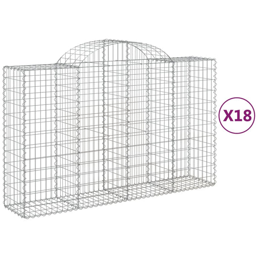 Cestas Gaviones 18 Uds Forma De Arco Hierro 200x50x120/140 Cm_0