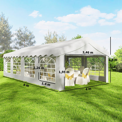 Carpa Para Fiesta Outsunny Acero Galvanizado, Tela De Pe Blanco 800x400x280 Cm_2