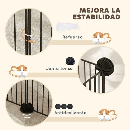 Parque Para Mascotas Pawhut Acero Negro 140x70x35 Cm_5