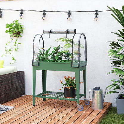 Mesa De Cultivo Outsunny Metal, Plástico Verde 80x40x120 Cm_4