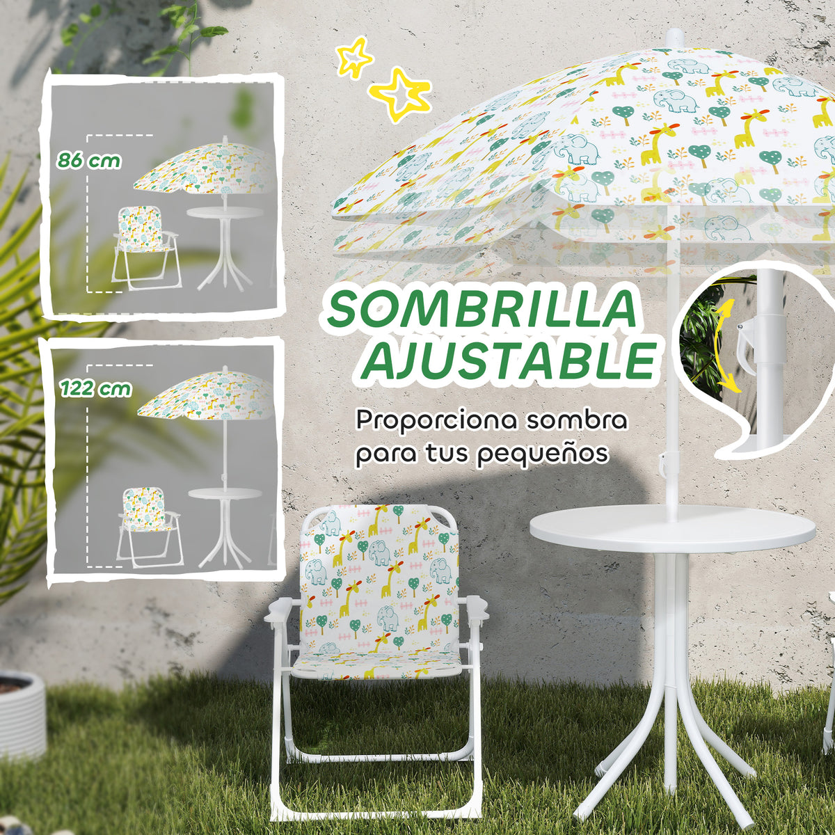 Conjunto Infantil Jardín Aiyaplay Acero, Poliéster Blanco 49.5x49.5x50 Cm_4