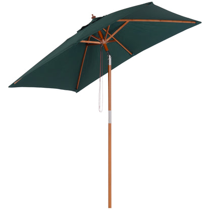 Sombrilla De Jardín Inclinable De Madera Outsunny 200x150x230 Cm Verde_0