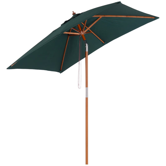 Sombrilla De Jardín Inclinable De Madera Outsunny 200x150x230 Cm Verde_0