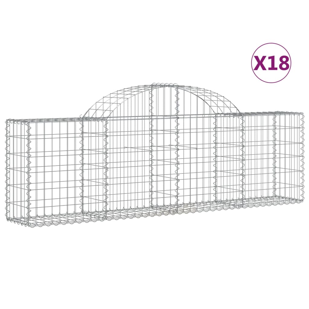Cestas De Gaviones 18 Uds Forma De Arco Hierro 200x30x60/80 Cm_0
