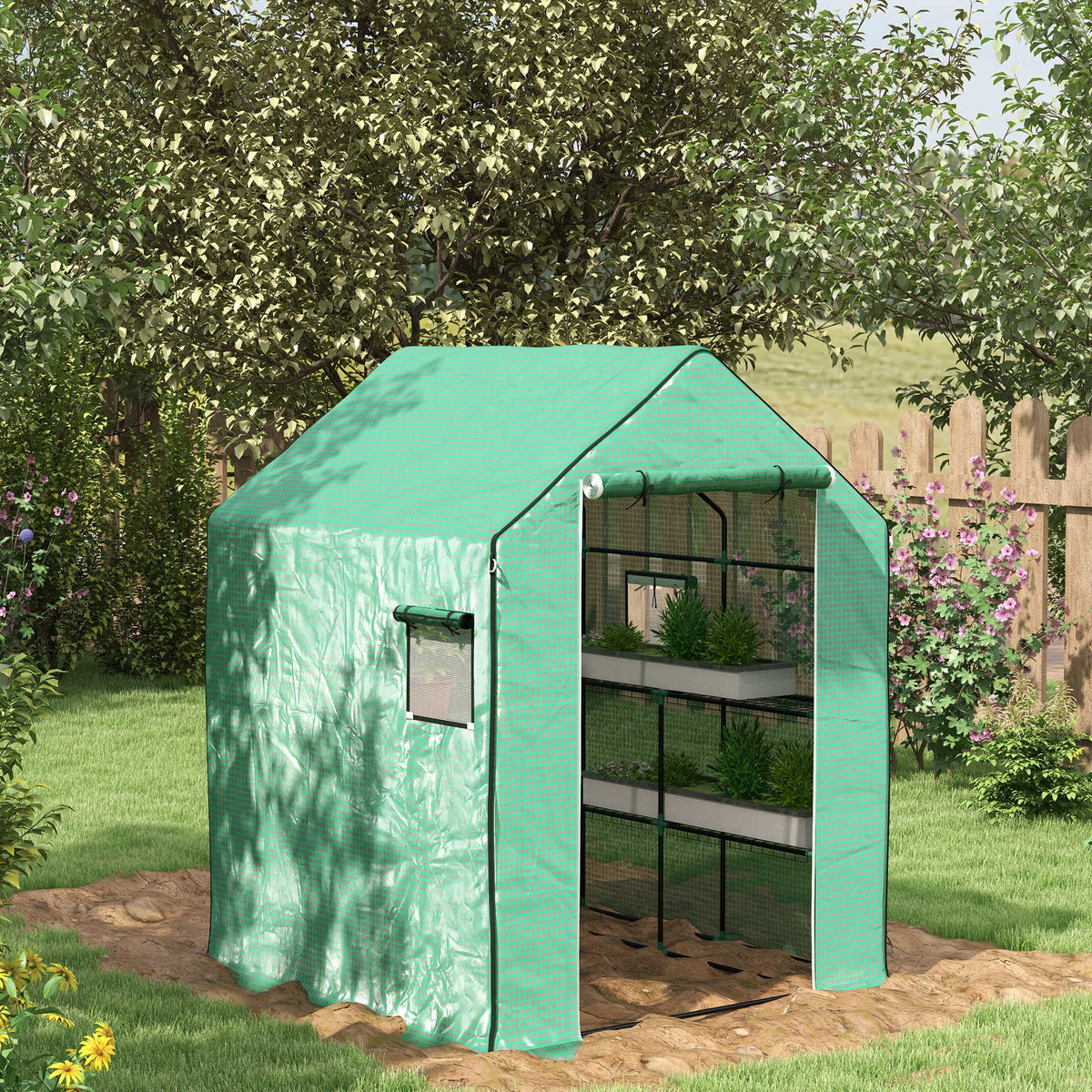Cubierta De Invernadero Outsunny Pe Verde 140x143x190 Cm_1
