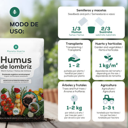 Pack 2x Humus de Lombriz 100% Natural Planeta Huerto 10 L