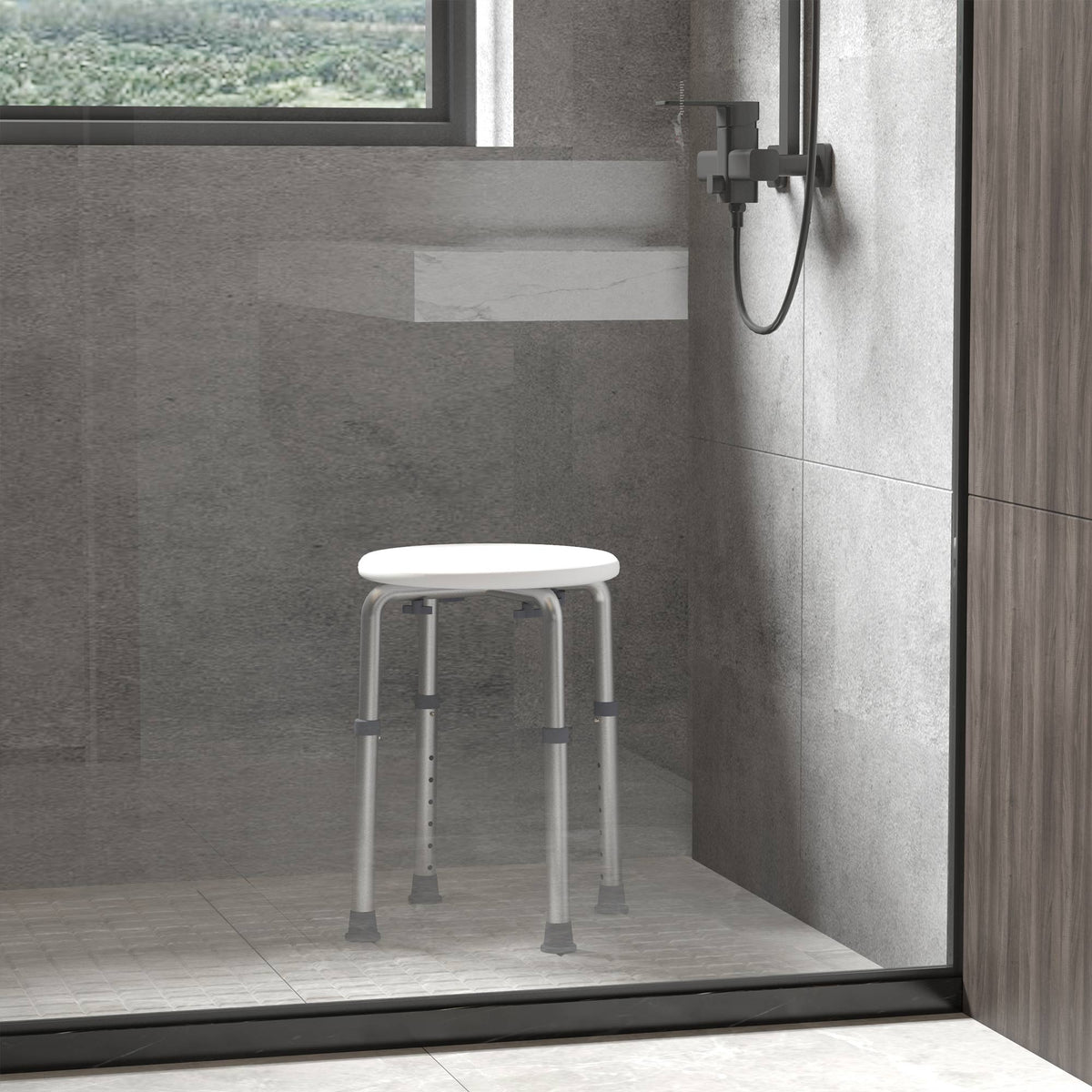Taburete De Ducha Homcom Blanco Ø32,5x34,8-52,3 Cm_4