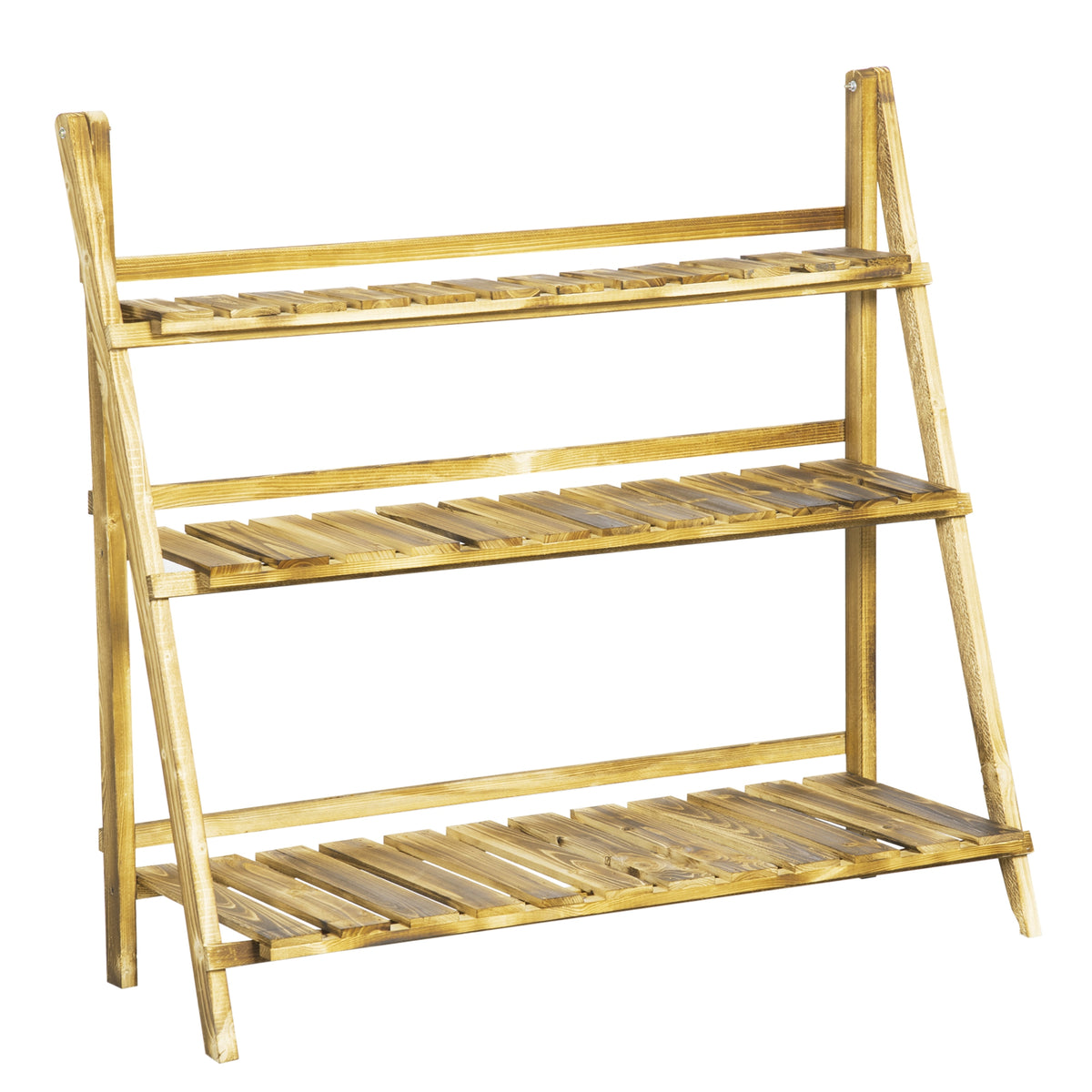Soporte Para Plantas Outsunny Madera De Abeto Carbonizado 100x37x93 Cm_0