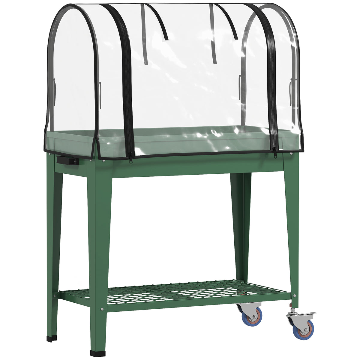 Mesa De Cultivo Outsunny Metal, Plástico Verde 80x40x120 Cm_0