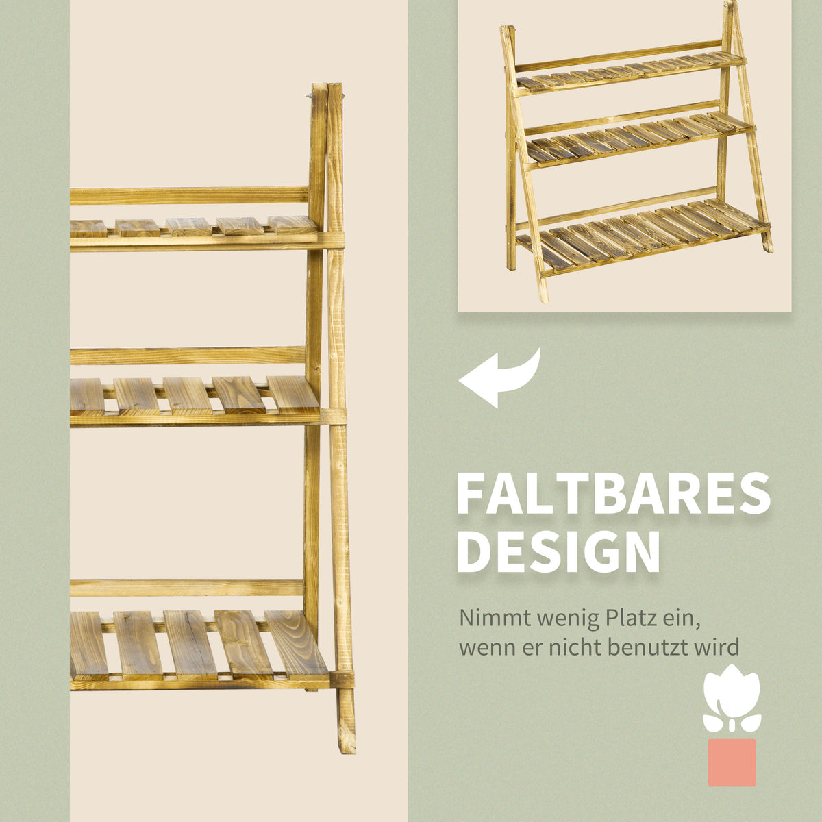 Soporte Para Plantas Outsunny Madera De Abeto Carbonizado 100x37x93 Cm_5