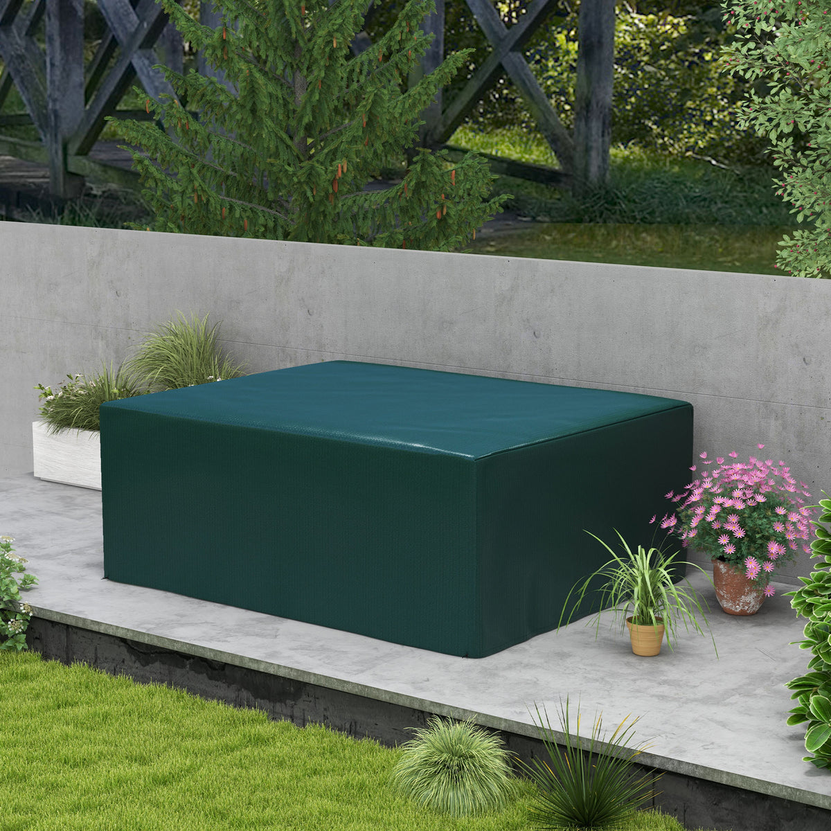 Funda Para Muebles Outsunny Pe Verde Oscuro 235x190x90 Cm_1