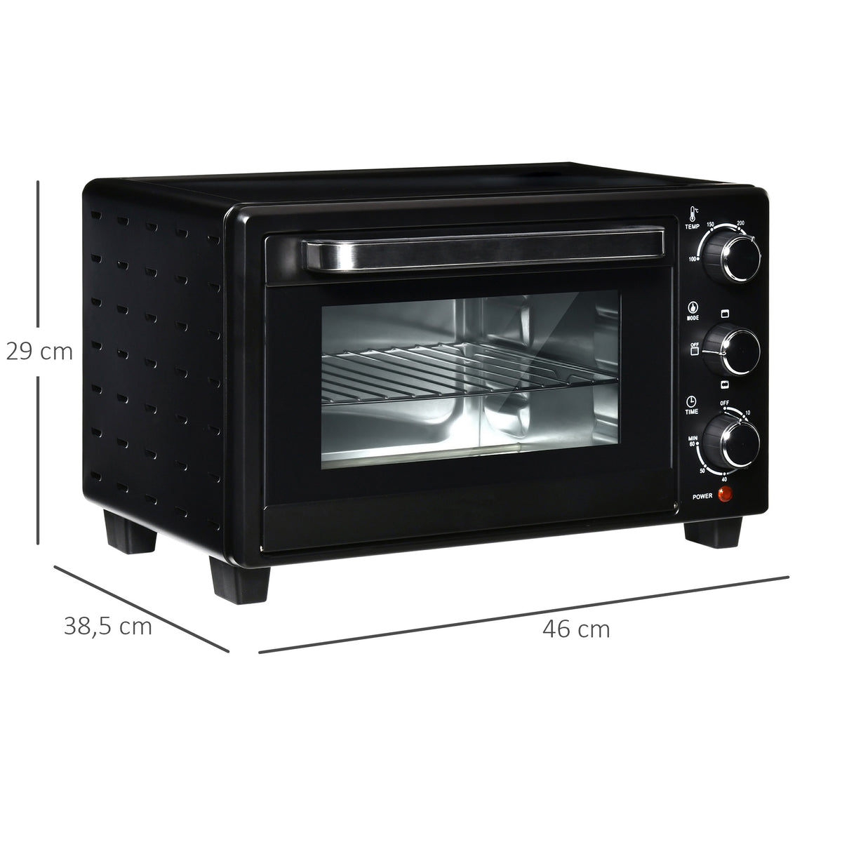 Homcom Horno Eléctrico De Sobremesa De 21l 1400w Con Temporizador Negro_2