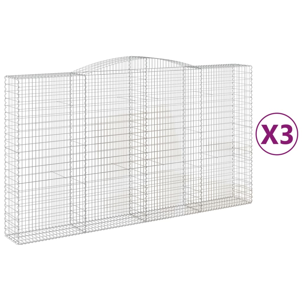 Cestas De Gaviones 3 Uds Forma De Arco Hierro 400x50x220/240 Cm_0
