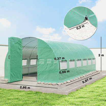 Invernadero De Túnel Outsunny Acero Galvanizado, Pe Verde 597x295x200 Cm_2