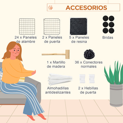 Valla Para Animales Pawhut Acero, Pp Resina Negro 105x105x70 Cm_5