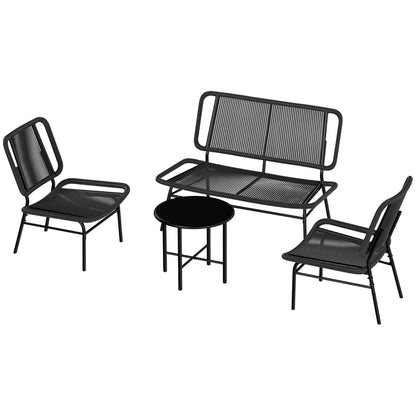 Conjunto De Jardín Outsunny Ratán Pe, Acero Negro 117x67x80 Cm_4