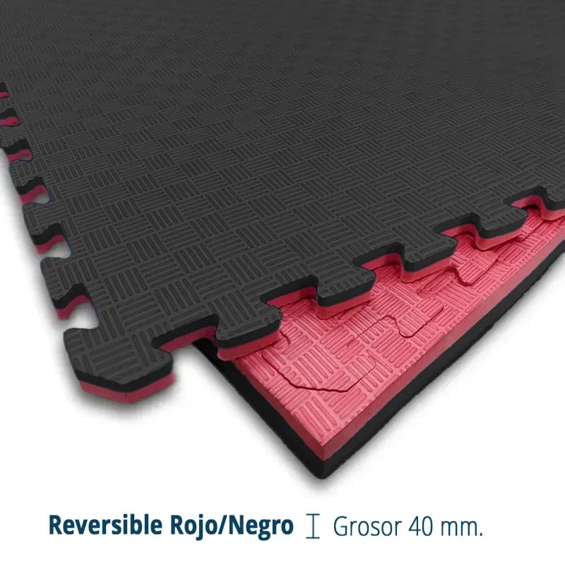 Artatami® Tatami Puzzle 1x1x40 mm Rojo - Negro Pack Ahorro【2 Unidades】 Alta Densidad EVA – Judo, BJJ, MMA y Lucha_4
