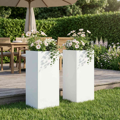 Macetero De Jardín 2 Uds. Blanco 20 X 20 X 50 Cm_1