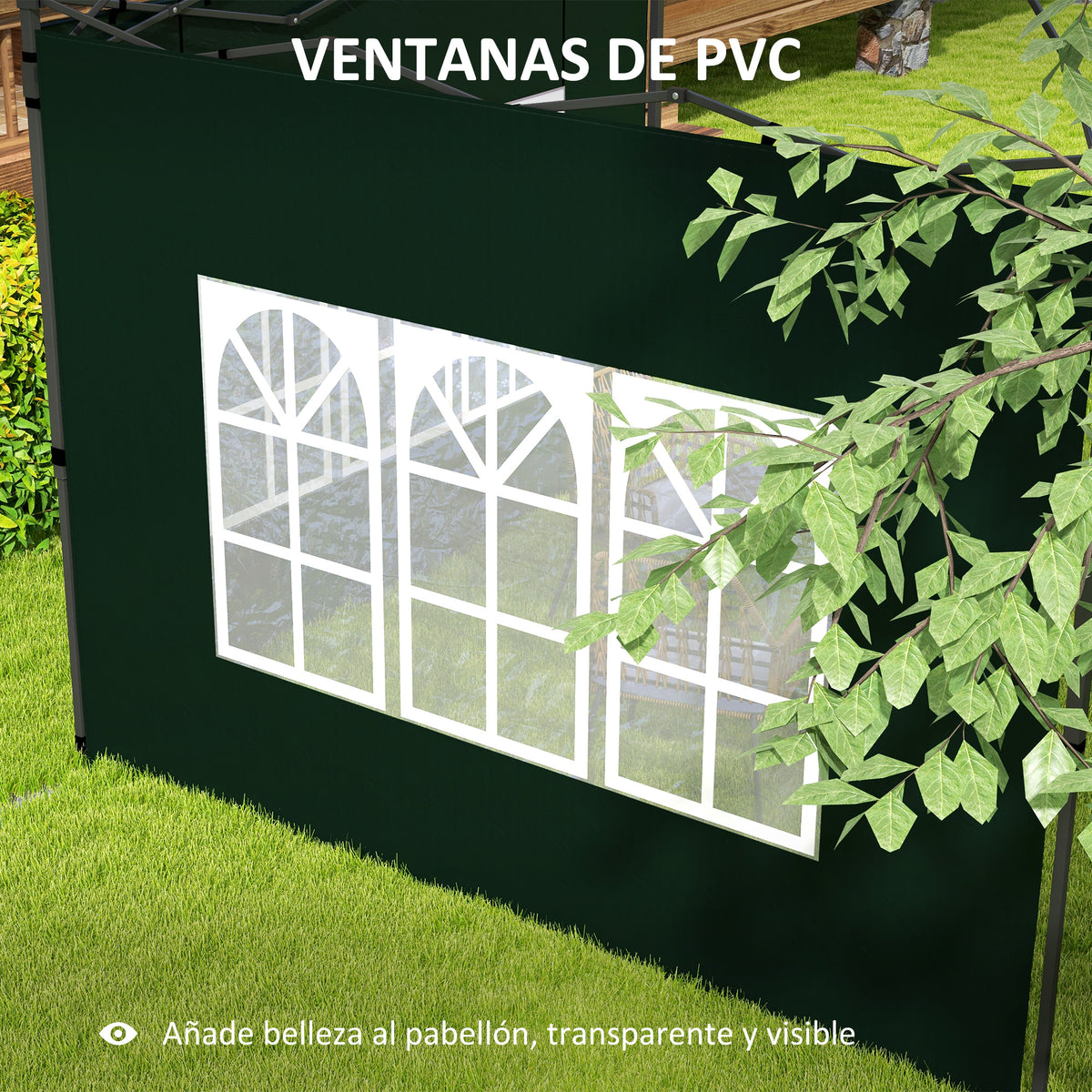 Paredes Laterales Outsunny Pe Verde Oscuro 293x193 Cm_5