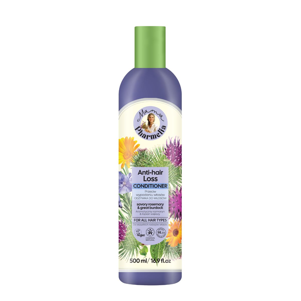 Acondicionador Stop Caída con Romero Aromático y Bardana Nutritiva, Mama Pharmelia, 500ml