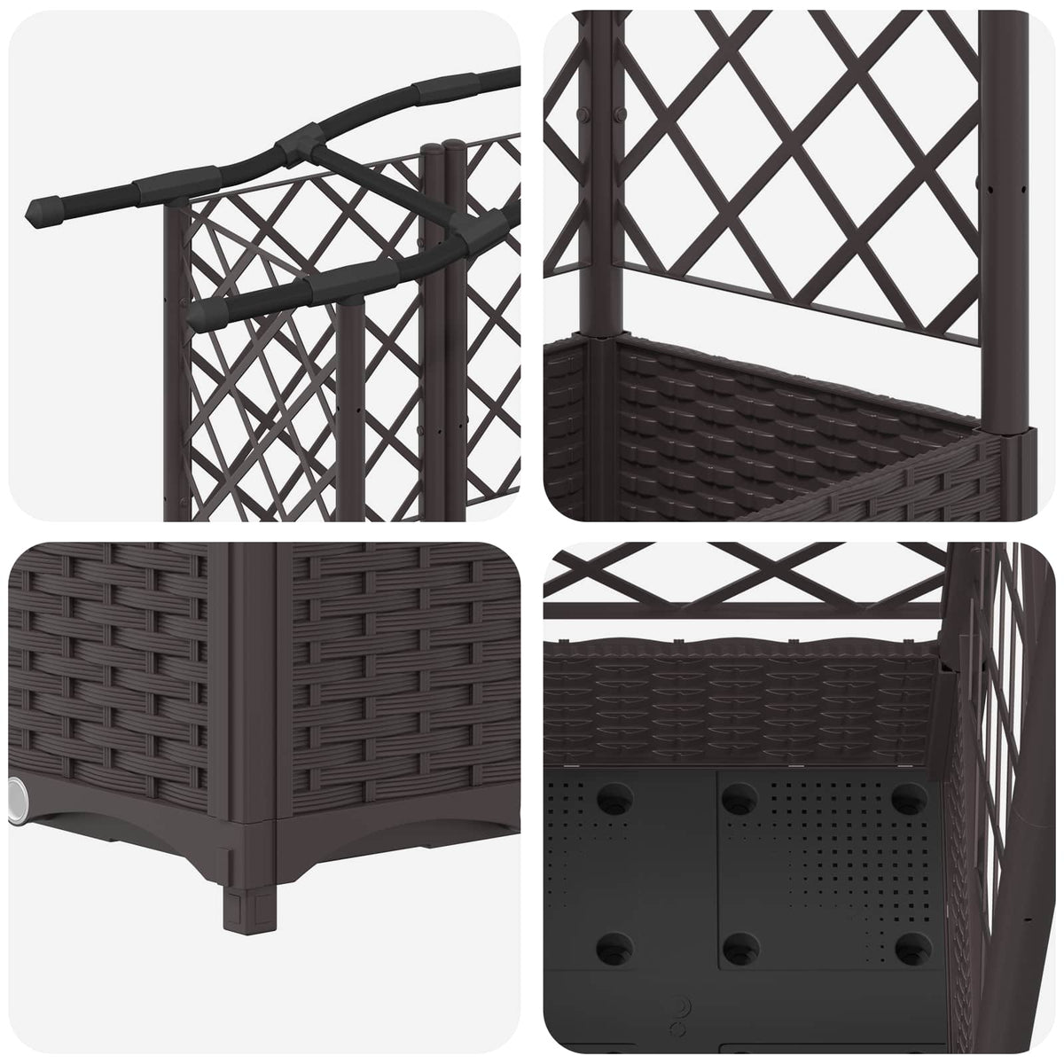 Cama Elevada Con Trellis Y Techo Marrón 203,5 X 40 X 123 Cm Pp_5