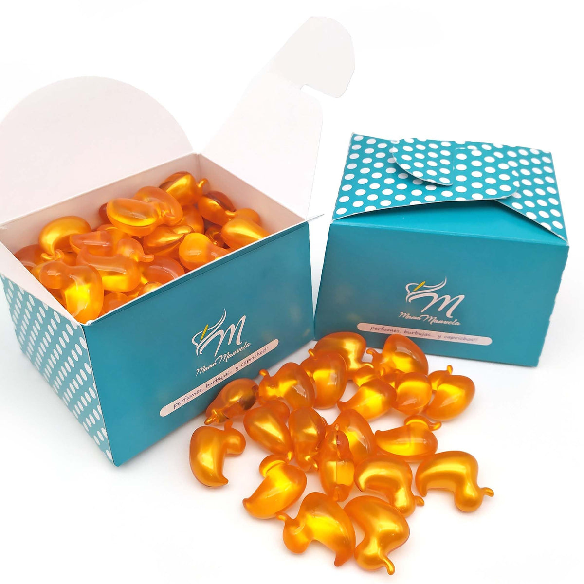 Caja 70 Perlas De Baño Con Aroma A Vainilla - Con Aceite De Soja - Hidrata, Suaviza Y Perfuma La Piel - Forma Pato_0