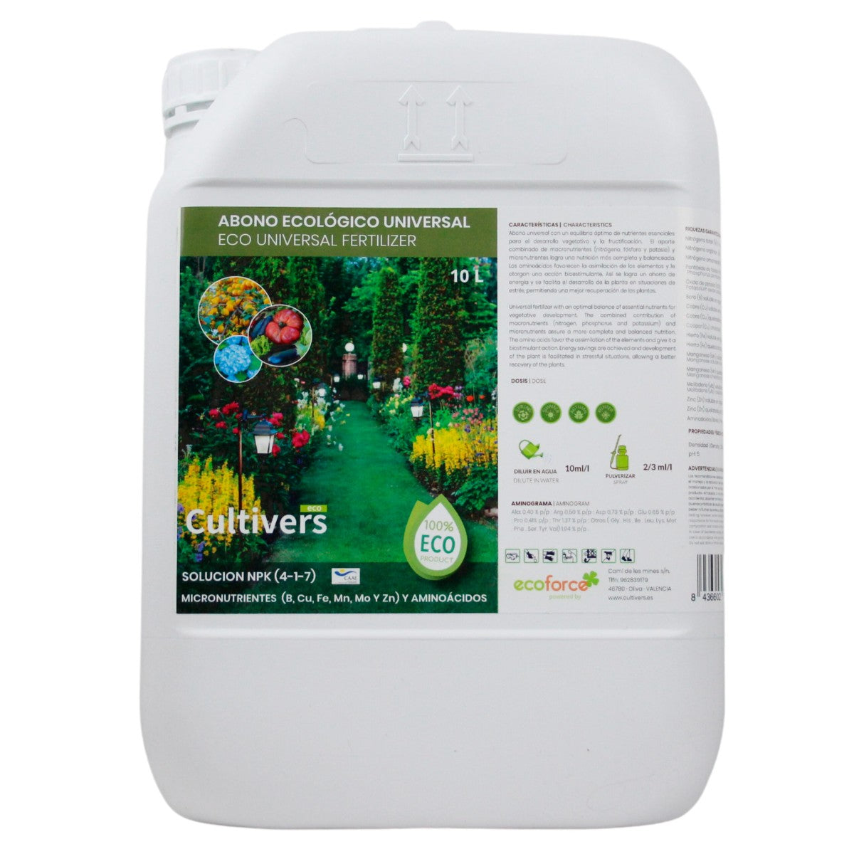 Fertilizante Plantas Universal Ecológico Cultivers 10 L_0