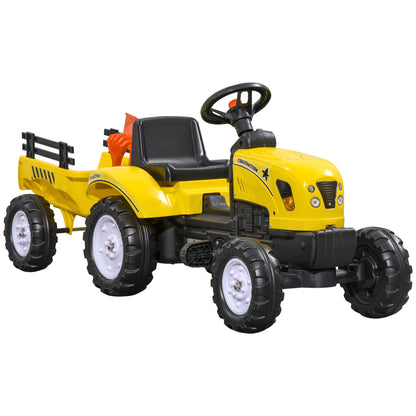 Tractor Infantil Homcom Pp, Pvc, Metal Amarillo 133x42x51 Cm_0