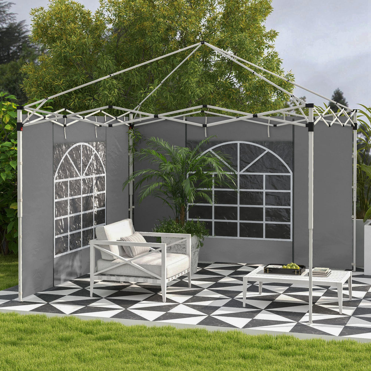 Paredes Laterales Carpa Outsunny Tela Oxford Gris Claro 295x195 Cm_1